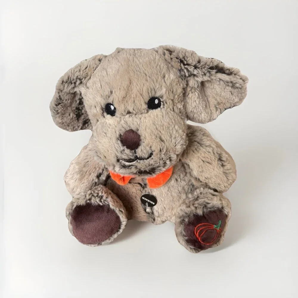 PetSmart Chance Dog Toy Pumpkin Bowtie Brown Puppy Squeaks Plush Floppy Ears NWT